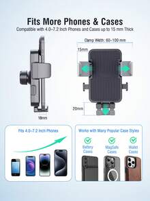 REMAX Strong Suction Car Phone Mount With Washable 3-Layer Gel Suction Cup, Anti-Shake Dashboard & Windshield Mount, Extendable Arm, One-Hand Release, 360° Rotation, Fits 4.0–7.2 Inch Phones & Thick Cases, Car Accessories, Car Essentials, Car Stuff - -tS08 - View 7