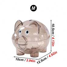 1pc S/M Size Cute Transparent Plastic Piggy Bank, Clear Coin Savings Jar, Unbreakable Pig-Shaped Desktop Ornament, Counting Money Box, Aesthetic Room Decor, Gift For Kids And Adults - Transparent Piggy Bank - View 10