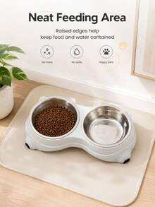 Double Stainless Steel Pet Bowl Set, Base And Easy To Clean For Cats And Dogs, Indoor And Outdoor UseMacaron Stainless Steel Pet Bowl, Stainless Steel Anti-Slip, Anti-Tipping, Leak-Proof Double-Layer Pet Bowl-Pet Feeder - 500ml - View 5