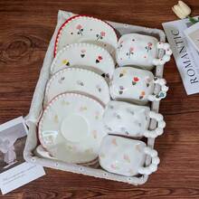 Creative Coffee Cup & Saucer Set, Highly Attractive Handmade Ceramic Water Cup, Hand-Painted Fresh Style Afternoon Tea Cup, Mug - Multiple Selection - View 2