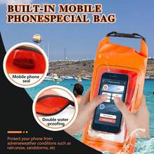 1PC Camouflage Waterproof Storage Bucket Bag With Front Transparent Touchscreen Window, Swimming Drifting Beach Phone & Document Waterproof Pouch, Outdoor Portable Crossbody Waterproof Bag - Camouflage Grey - View 5
