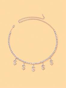 1 pieza Colgante con signo de dólar personalizado de color plateado con diamantes de imitación, collar de lujo con diamantes de imitación de marca de moda hip hop - Plateado - Ver 4