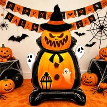 1pc 62.2" Standing Pumpkin Witch Balloon, Suitable For Halloween Indoor/Outdoor Porch Yard Front Door Decoration, Halloween Party Decor Prop - View 2