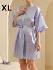 Customized Satin Bridal Robe, Half Sleeve Design, Customized Bridesmaid Bridal Robe, Personalized Satin Robe, Customized Bridal Robe, Bridesmaid Getting Ready Robe, Wedding Party Robe, Lace Trim Robe, Customized Name Robe, Bridal Robe Gift, Getting Ready Robe, Forever Love - Multicolor - View 12