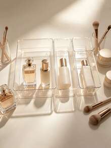 4/6/7/8-Piece Transparent Drawer-Style Storage Boxes, Suitable For Cosmetics, Desktop Organizers, Beauty Supplies, Miscellaneous Items, Kitchen And Bathroom Supplies. - Clear - View 3