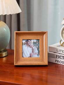 1pc Vintage Square Tabletop Photo Frame, Light Walnut / Dark Walnut Dual-Tone 3D Wood Grain Frame, Desktop & Wall Mount Dual-Use With Stand, Moisture-Proof & Scratch-Resistant Backboard, Couple Portrait Family Photo Display, Mid-Century Modern Home Housewarming Anniversary Decor Gift, Frame Only, Photo Not Included - Tabletop Photo Frame - View 10
