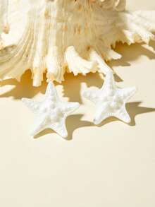 1 Pair/Fashionable Bohemian Style 3D White Dot Starfish Earrings, Suitable For Women's Beach Vacation Jewelry Gift - Multicolor - View 9