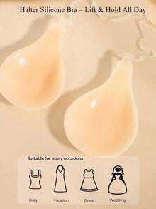 1pc Women's Backless Invisible Push-Up Bra, Made Of Silicone Material, With Invisible Straps; Suitable For Wedding Dress, Evening Gown, Off-Shoulder Top, Backless Outfit, Camisole, Bodycon Dress, Sheer Clothing - Multicolor - View 3