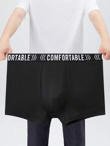 4pcs Plus Size Men's Solid Color Boxer Briefs, Breathable Waistband Comfortable Underwear - Multicolor - View 4