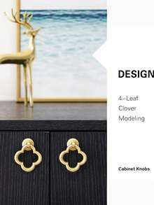 4pcs Gold Cabinet Handles, Cabinet Door Pulls, Drawer Handles, Zinc Alloy Gold Handles Suitable For Vanity, Kitchen Cabinets, Bathroom - Multicolor - View 5