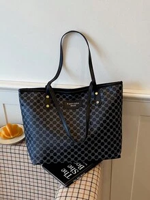 新款女款大容量休閒通勤單肩包，輕量極簡手提包，時尚百搭托特包 - 彩色 - 查看 8