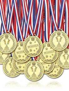 18/12/6/1pc Plastic Gold Champion Medal Bulk Pack, Suitable For Sports, Back To School, Game Competition, Party Favors And Decoration - Multicolor - View 2