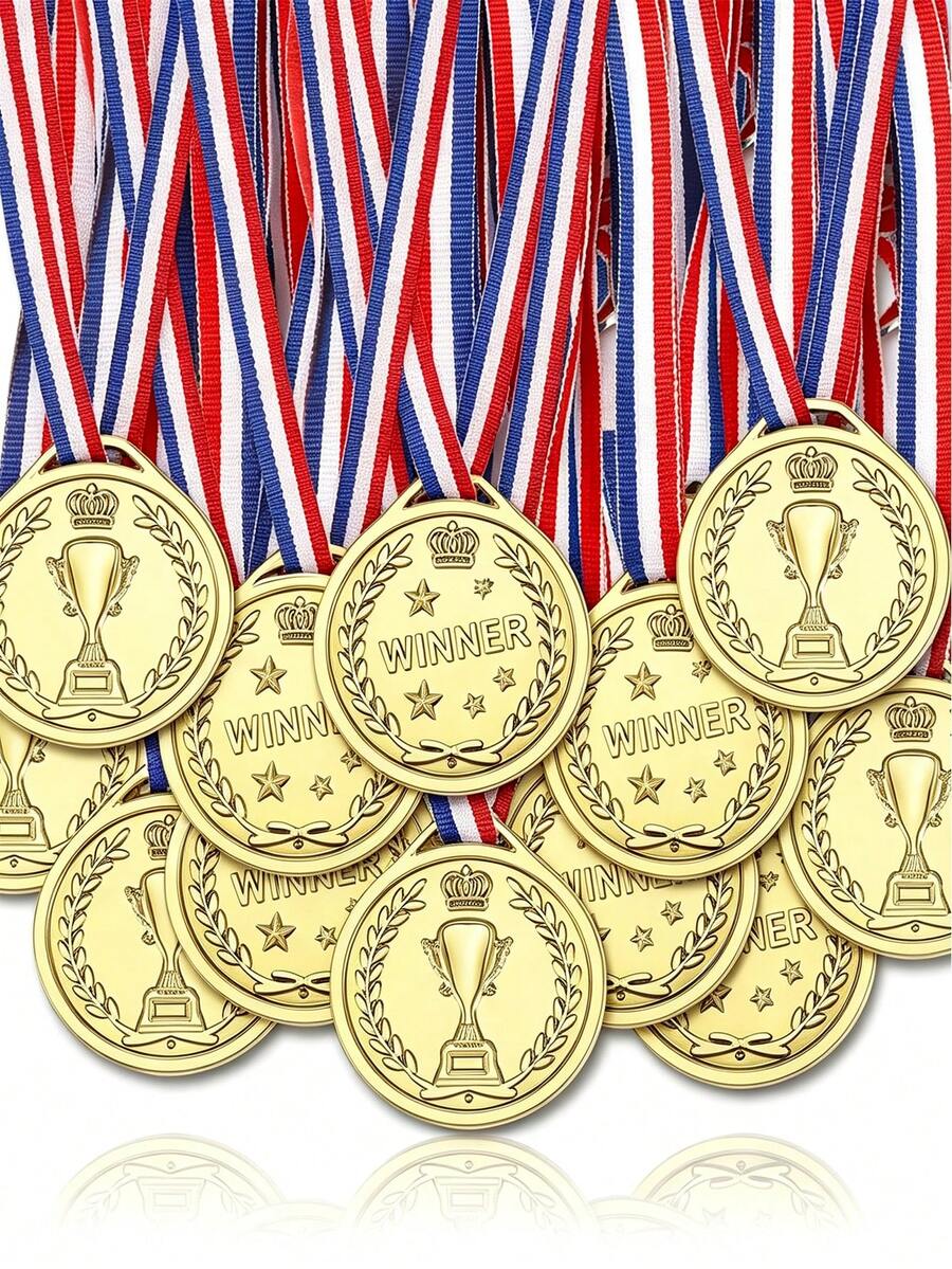 18/12/6/1pc Plastic Gold Champion Medal Bulk Pack, Suitable For Sports, Back To School, Game Competition, Party Favors And Decoration