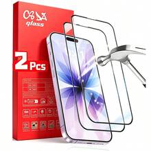 2 Pieces Silk Screen Narrow Edge Black High-Definition Screen Protector, Made Of Tempered Glass Material, With Ultra-High Hardness And Resistance To Sharp Object Scratches, Compatible With IPhone 17e/17 Pro Max/16 Pro Max/15 Pro Max/14 Pro Max/13 Pro Max/12 Pro Max/17 Pro/16 Pro/15 Pro/14 Pro/17 Air/16/15/14/13/12/11 Waiting Series. [International Version Non Local Version] - Multicolor - View 2