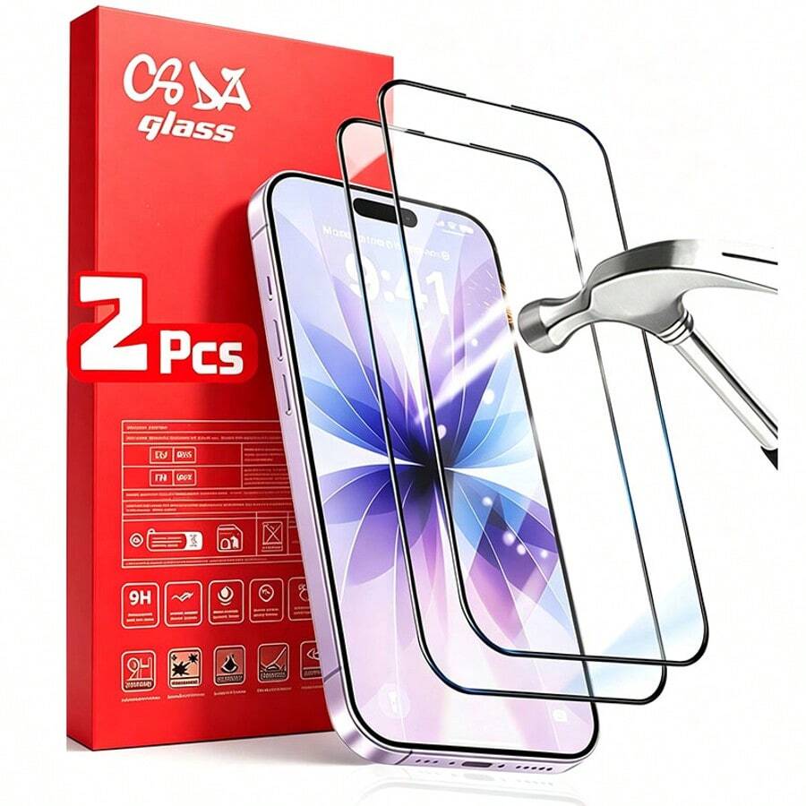 2 Pieces Silk Screen Narrow Edge Black High-Definition Screen Protector, Made Of Tempered Glass Material, With Ultra-High Hardness And Resistance To Sharp Object Scratches, Compatible With IPhone 17e/17 Pro Max/16 Pro Max/15 Pro Max/14 Pro Max/13 Pro Max/12 Pro Max/17 Pro/16 Pro/15 Pro/14 Pro/17 Air/16/15/14/13/12/11 Waiting Series. [International Version Non Local Version]