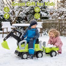 Kids Ride On Tractor 2-In-1 Ride On Push Car W/Detachable Trailer Rake Shovel - Green - View 7