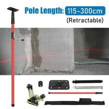 5/8" Bracket & 1/4" Adaptor Nut Telescopic Level Support Rod, 115–300cm Length Adjustable Extendable Pole – Heavy Duty Extension Bar For Laser Level Mounting, Surveying And Construction Site Use - A - View 7
