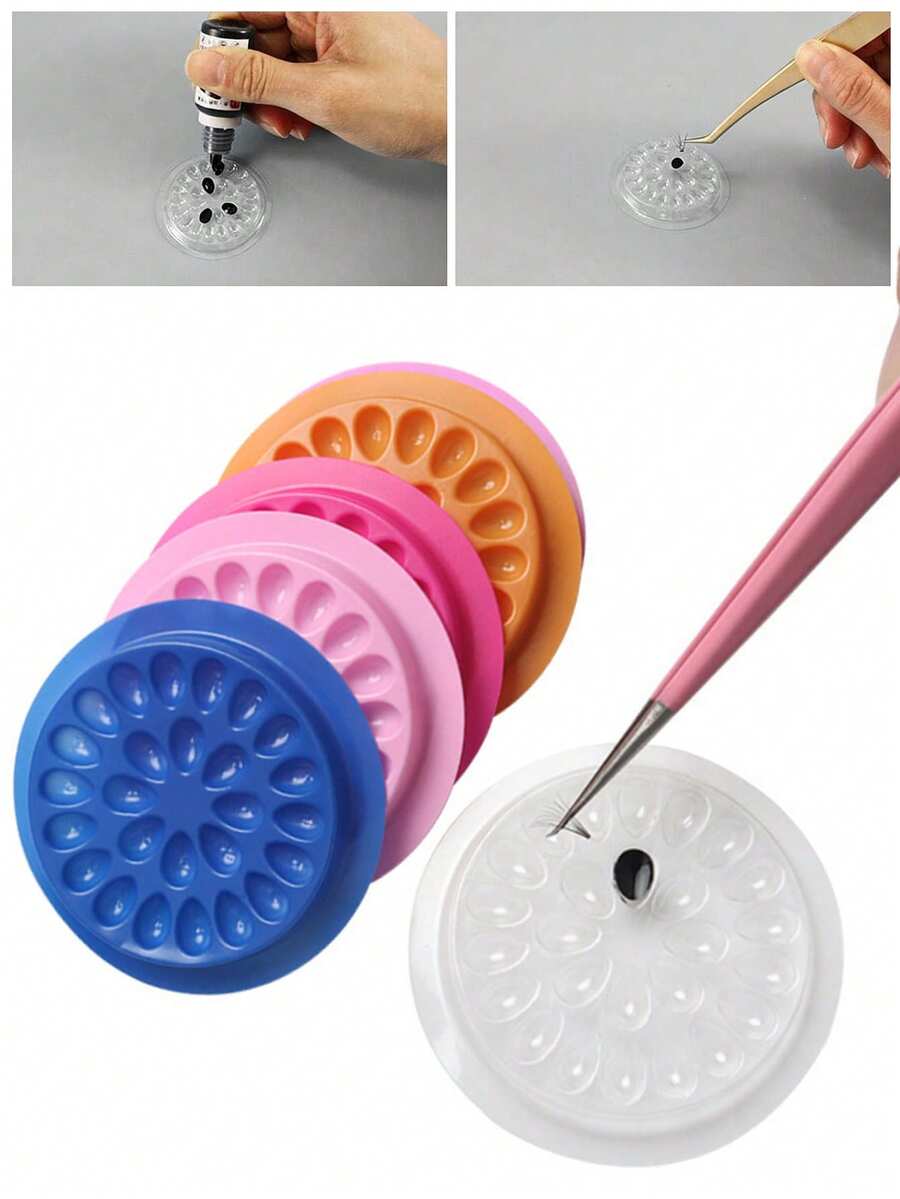 100/50/5PCS Baseless Flower-Shaped Disc Adhesive For Eyelash Application. Drop-Shaped Disc Adhesive For Eyelash Application. Flower-Shaped Disc Adhesive Pad For Eyelash Application. Eyelash Application Tools Are Easy To Operate And Very User-Friendly - Multicolor - View 1