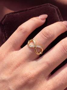1 buah Cincin Cinta Tak Terhingga Perak Sterling S925, Cincin Abadi, Hadiah Perhiasan Halus, Aksesori Harian, Hadiah Pertunangan/Pernikahan - Gaya 3 - View 4