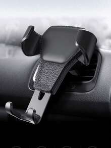 1pc Car Phone Holder Automatic Locking Gravity Car Map Navigation Bracket Air Vent Clip-On - Black - View 6