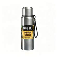1pc 500/1000ml 304 Stainless Steel Insulated Water Bottle, Double-Wall Vacuum Flask, Suitable For Home, Office And Travel - Silver - View 11