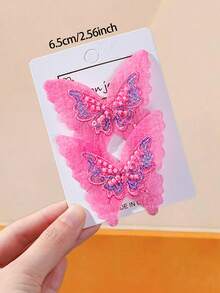 12/6pcs Girls Multicolor Beaded Butterfly Hair Clips, Versatile Side Bangs Clips, Alligator Hair Clips, Hair Accessories For Daily Use - Multicolor - View 4