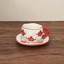 Creative Coffee Cup & Saucer Set, Highly Attractive Handmade Ceramic Water Cup, Hand-Painted Fresh Style Afternoon Tea Cup, Mug - Multiple Selection - View 6