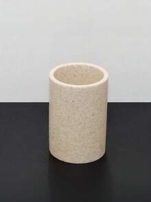 Sandstone Color Bathroom Accessories, Modern Farmhouse Style, Including Toothbrush Holder, Soap Dispenser, Tray, Tumbler And Cotton Swab Holder - Sandstone - View 12