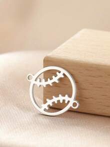 TEAMER 3pcs/Pack Minimalist Hollow Volleyball, Basketball, Baseball, Racket Pendant Fashion Sports Ball Element Handmade DIY Accessories For Bracelet, Necklace, Earrings, Keychain, Bag Charm - Ball Series - View 4