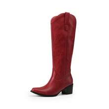 Botas Vaqueras para mujer, Cowboy Boots para Dama con Punta Puntiaguda - Rojo - Ver 5