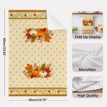 2PCS Kitchen Towels Vintage Floral Border Pumpkin Flower Pattern, Ultra-Fine Microfiber Material Soft Kitchen Towels Dish Cloths, Hand Towels, Tablecloths, Kitchen Decor, Kitchen Cleaning, Bathroom Cleaning, Holiday Party Decoration, Kitchen Bathroom Supplies Home Essentials, Home Decor, Housewarming Gift - Coral Orange - View 4