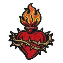 RHUAGYP 1pc Burning Heart Bottle Embroidered Patch, Thorny Flame Heart Potion Badge, Gothic Bold Red Heart Pattern, Suitable For Jacket, Backpack, Hat And Clothing DIY Decoration Iron-On/Sew-On Patch - Multicolor - View 10