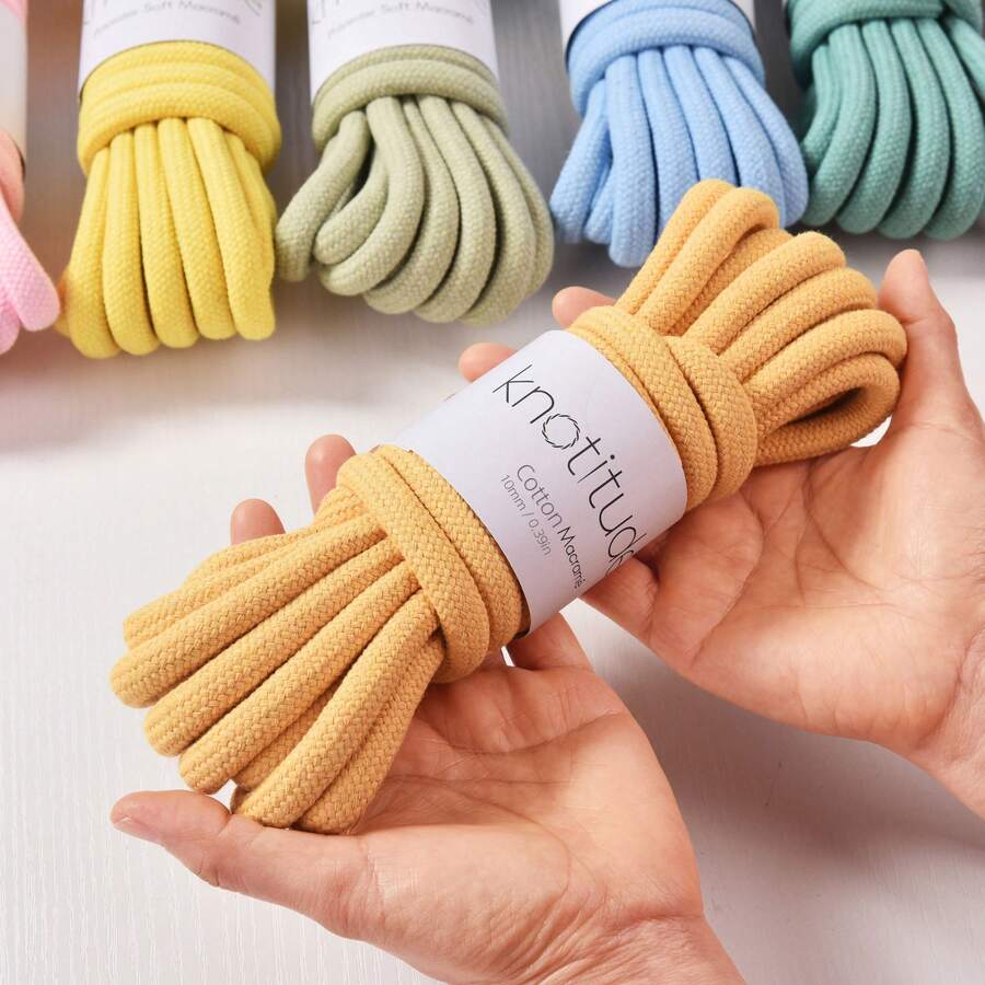 Dây thừng lõi polyester bọc cotton 5m 10mm, dây paracord buộc chịu lực dày, dây tết thủ công DIY, phù hợp làm dây đeo điện thoại, dây buộc, túi đan tay, treo tường và các phụ kiện trang trí khác - Nhiều màu - Xem 1