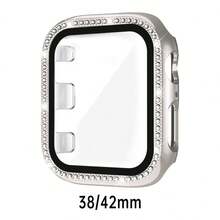 黑色、銀色、玫瑰金、藍色通用保護殼，適用於男女性 40mm 41mm 42mm 44mm 45mm 46mm 49mm，PC 硬質材質，附水鑽直角邊框與螢幕保護貼 2-in-1 防撞防刮防塵，相容 Ultra 3 2 1 系列 10 SE 9 8 7 6 5 4 系列 - 彩色 - 查看 66