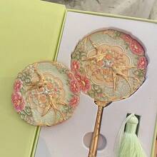 1/2pcs/Set Chinese Style Decorative Makeup Mirror, Fashionable Handheld Mirror, Round Makeup Mirror, Decorated With Floral And Bird Patterns, Made With Enamel Craft, One Mirror And One Protective Case - Multiple Styles - View 10