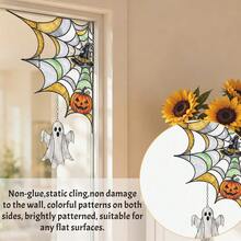 1/3/5pcs Halloween Glass Window Decal, Web Pumpkin Ghost Static Sticker, Door Frame Sign For Home Office Party Glass Windows And Doors - Spider Web Window Sticker - View 8