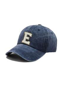 1pc Women's Washed Vintage A-Z Letter Baseball Cap, Casual Distressed Dad Hat, Outdoor Sun Protection Hat - Navy Blue - View 9