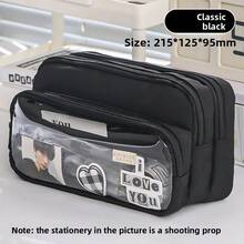 1pc Large Capacity Pencil Case, Multi-Functional Color Block Design, Aesthetic Desktop Accessory For Students Back To School Seas, First Day Of School - Multicolor - View 12