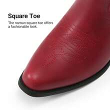 Botas Vaqueras para mujer, Cowboy Boots para Dama con Punta Puntiaguda - Rojo - Ver 9