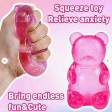 Tachimi 1pc Soft Gummy Bear Squeeze Ball, Maltose Filled Slow Rebound Stress Relief Toy, Adult Handheld Sensory Fidget Toy, Suitable For Daily Relaxation, Birthday Gift Option, Random Shipment - Multicolor - View 5