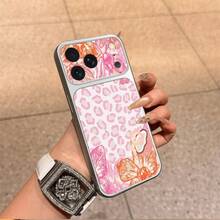 1 buah Casing Ponsel TPU Motif Leopard Pink Motif Bunga Tropis Kompatibel dengan iPhone 17 Pro Max/17/16 Pro Max/15/14/13/12/11 Perlindungan Penuh Anti Jatuh Soft Shell - Perak - View 2