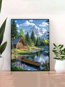 1pc 5D Diamond Painting Kit, Landscape Pattern, Diamond Embroidery Cross Stitch Set, Diamond Embroidery Mosaic Gift. Exquisite And Stress-Relieving Adult And Beginner Handmade Diamond Sticker Art. Includes Round Full Diamond Drill Number Art Kit DIY. Ideal Choice As New Year Gift, Perfect For Home Decor And Room Wall Decoration. - No Frame - View 2