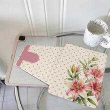1件百合花印花平板保護殼，相容於 iPad Air 6/5/4 &10 (10.9 吋) - 相容於 iPad Pro 2024、Air M3/A16 2025，相容於 Galaxy Tab S9 FE/S8 Plus/S7/S10，相容於 OPPO Pad，相容於 MatePad，相容於 Vivo Pad，相容於 Honor Pad，相容於 Xiaoxin Pad - 彩色 - 查看 2