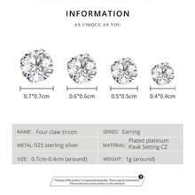 BAMOER 925 Sterling Silver Four Prong Round Cubic Zirconia Stud Earrings, Multi-Color Hypoallergenic Minimalist Ear Jewelry Gift For Women - Silver - View 13