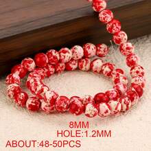 混色 8mm 潑濺紋天然石珠串 約 50 顆/串 大宗 DIY 手鍊項鍊手工配件批發 - 彩色 - 查看 11
