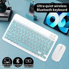 Teclado Bluetooth Ultra Delgado y Ligero para iPad, Combo de Teclado y Ratón Inalámbrico Silencioso Recargable, Batería de Larga Duración de 30 Días en Espera, Set Portátil Mini para Viajes, Trabajo y Aprendizaje, Compatible con Tabletas iOS y Android - Ver 9