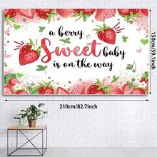 1pc Strawberry Banner Strawberry Girl Babyshower Decorations Photography Backdrop A Berry Sweet Baby Is On The Way Background Cake Table Supplies - Multicolor - View 4