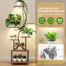 FURRIFIC Soporte para Plantas de 8 Niveles con 4 Ruedas y Luz de Crecimiento para Plantas, Uso Interior y Exterior, Estante para Plantas en Forma de S, para Sala de Estar, Dormitorio, Balcón, Jardín - Multicolor - Ver 4