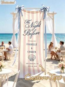 Personalized Wedding Name Banner Custom Text Sheer Ruffle Fabric Sign Bridal Shower Entrance Welcome Decoration, Boho Wedding - Multicolor - View 6