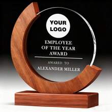 Personalized Crystal Trophies For Employees, Custom Achievement Glass Trophies, Custom Glass Trophy Ornaments, Laser Engraving - Redwood - View 5
